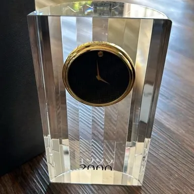 Movado vintage Millennium Fine Faceted Crystal Pillar Clock, Special Edition