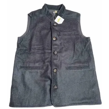 Unisex Black Zig Zag Handmade Artisan Wool Fair Trade Up Cycled Vest Size Medium