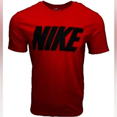 Nike Mens Logo Swoosh Graphic Active T-Shirt small red black y2k guy as is
