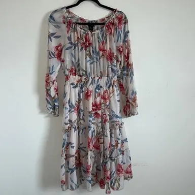 Kate and lily floral dress size 6 long sleeve midi sheer