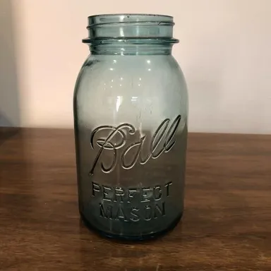Vintage Ball Perfect Mason Aqua Blue Canning Jar 1923 - 1933 #6
