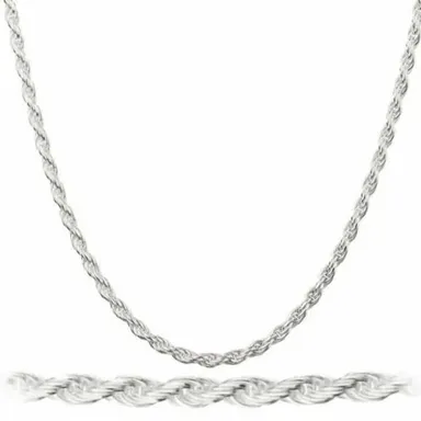 3MM 26" Solid 925 Sterling Silver Italian DIAMOND CUT ROPE CHAIN Necklace