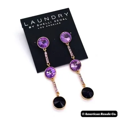 LAUNDRY by Shelli Segal Amethyst Purple Swarovski Drop Dangle Earrings