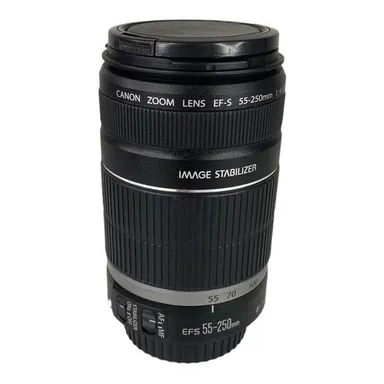Canon Zoom Lens EFS 55-250mm With Top & Bottom Cap Works Great