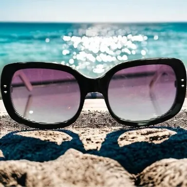 TED BAKER Sunglasses B420 OHarra Black White Swirl Stripe Sunglasses with Case