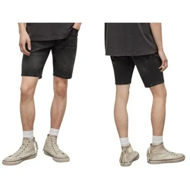 AllSaints Switch Denim Shorts Washed Black Size 34 NWOT $135 MSRP
