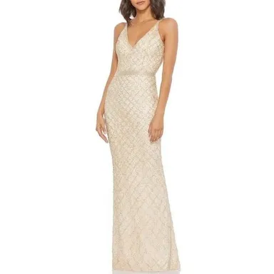 Mac Duggal Lattice Patterned Beaded Gown in 6