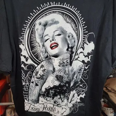 Tattooed Marilyn Monroe Graphic Black Tee Short Sleeve - Size 3XL