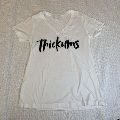 Women's “Thickums” Graphic Short Sleeve T-Shirt White L
