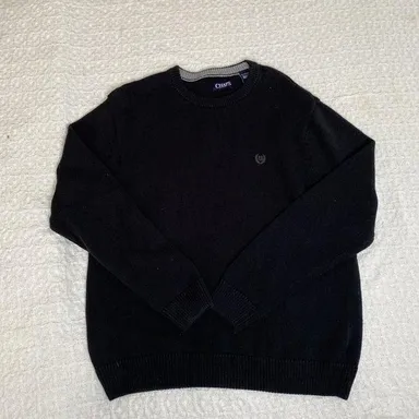MENS CHAPS Black CLASSIC FIT CREWNECK SWEATER SIZE XL Embrodered Logo