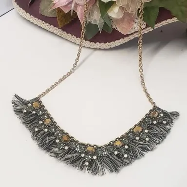 Beautiful LOFT Crystal Bib Style Necklace