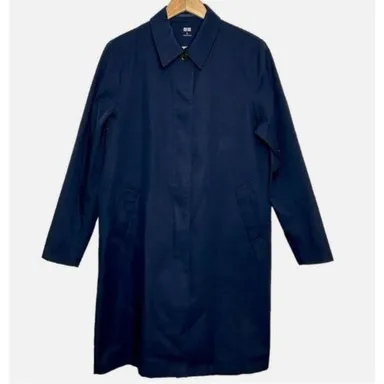 UNIQLO Navy Water Repellent Navy Blue Button Down Trench Rain Coat XL