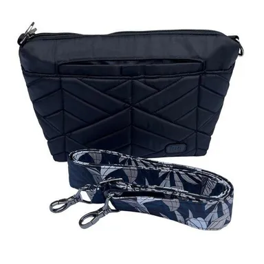 Lug Flare Black Floral Crossbody Bag Removable Strap Cargo Pockets Card Slots