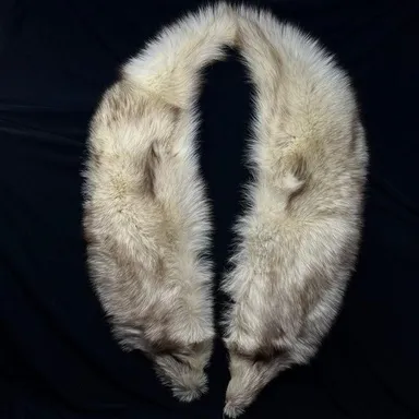 Arctic Fox Vintage Genuine Fur Stole or Collar Attachment 44" x 3.5" U Shaped