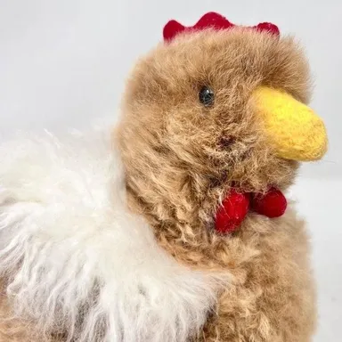 Chicken Made From Real Alpaca Fur Stuffed Plush Amazingly Soft Sensory 11"