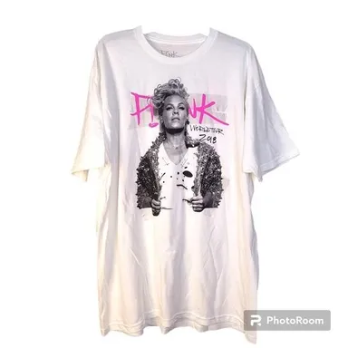 NEW P!NK Singer Size XL 2018 Beautiful Trauma Tour White Graphic Band T-Shirt