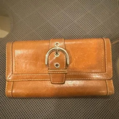 Vintage Brown Leather Coach Trifold Wallet