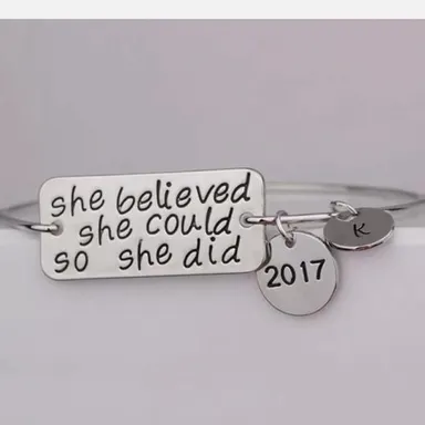 She believed she could so she did, Silver Bracelet