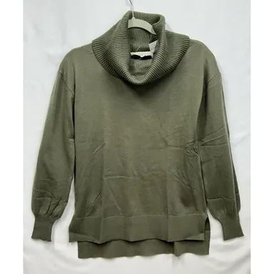 NEW  LOFT Sweater Women XS Tunic Cowl Neck Pullover Green Acrylic Nylon NWT