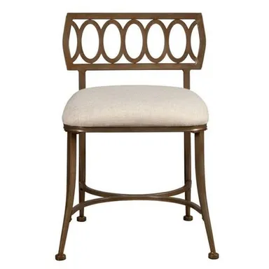 Hillsdale Gold Bronze Vanity Seat / Stool • Padded Wide Seat with Back