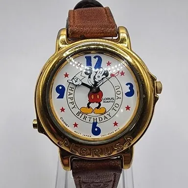 Vintage Disney Mickey Mouse Happy birthday Musical Watch Lorus by Seiko v421 020