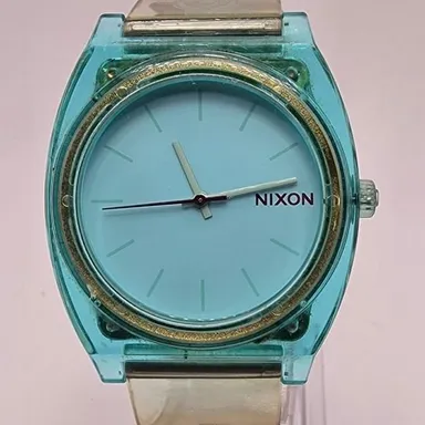 Nixon Minimal The Time Teller P Polycarbonate Transparent Blue Wrist Watch Works