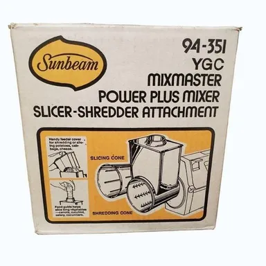 Sunbeam Mixmaster Power Plus Mixer Slicer-Shredder Attachment 94-351 1978 Made I