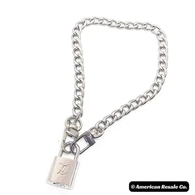Louis Vuitton #315 Silver Lock Vintage and Rare PadLock Lock 2 Keys Necl…