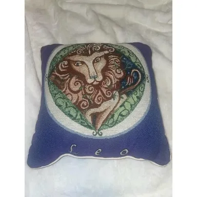 Vintage Zodiac Astrology Leo Handmade Embroidered Tapestry Pillow