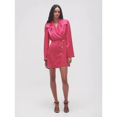 Aje Echo Mini Shirt Blazer Dress Pink Sz AUS 8/US 4 Missing Button