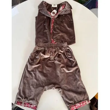 The Bae Hive 2 Piece Set, Brown Velvet, Girls Size 10, NWT