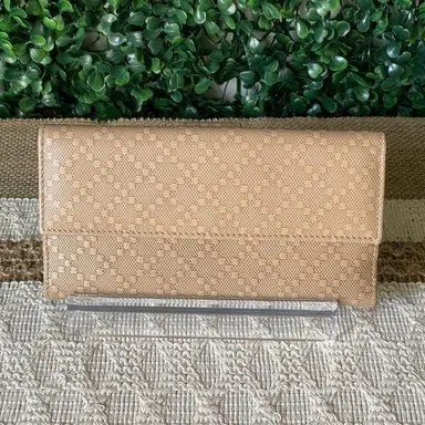 Gucci Beige Long Wallet Coated Canvas