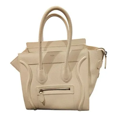 Céline Micro Luggage Cream Leather Tote Bag