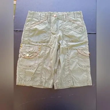 Style & Co Military Green Bermuda Shorts Size 4 Cargo Button Pockets