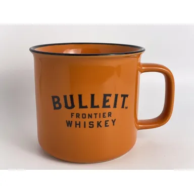 Bulleit Frontier Whiskey Ceramic Camp Coffee Mug Cup Orange Black