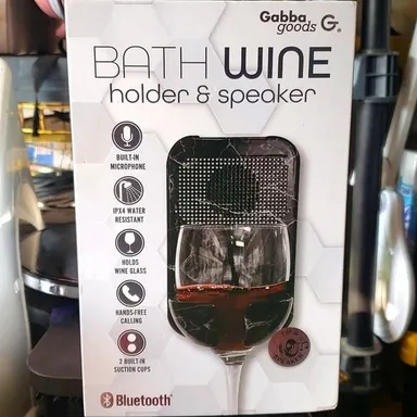 Gabba Goods BLUETOOTH Bath Wine Holder & Speaker NEW in Box!