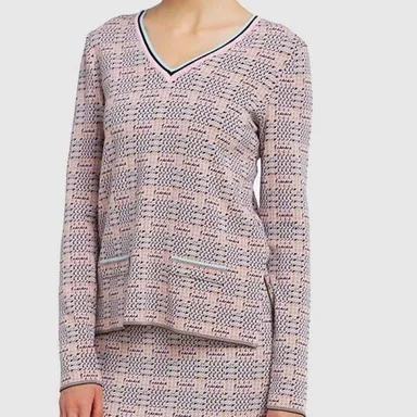Marc Cain Patterned Sweater in Pink, Black, & Blue. Size Mediun. NWT!