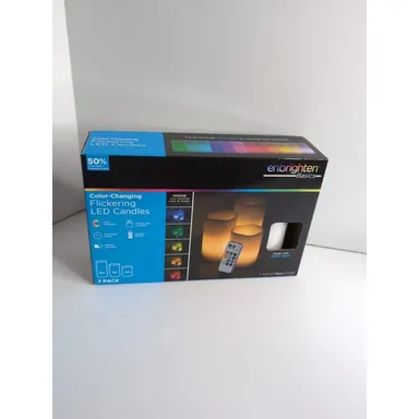 Enbrighten Basics Brand New Color-Changing Flickering LED Candles with Remote
