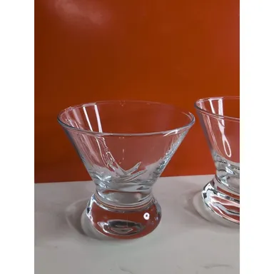 Embossed Grey Goose Vodka Stemless Footed Martini Glasses Lowball Drinkware