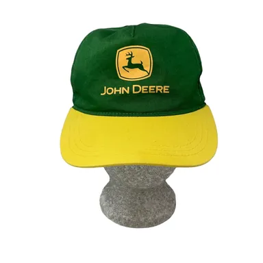 John Deere Snapback Hat Green With Yellow Bill And Logo No Top Button