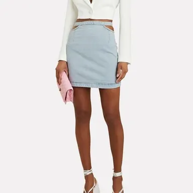 WEWOREWHAT Cut-Out Denim Mini Skirt Western Style Medium