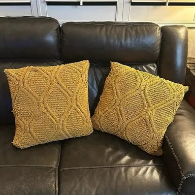 2 Mustard Yellow Throw Pillows