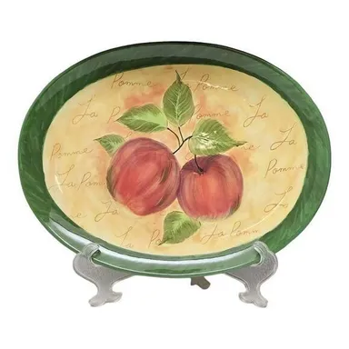 Certified International La Pomme 18" Oval Serving Platter Multicolor Gre…