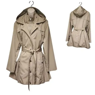 Croft & Barrow Women's Tan Hooded Rain Jacket Size XL