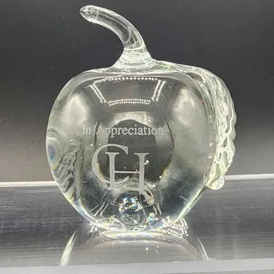 Glass Apple Paperweight - Clear