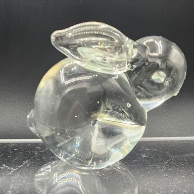 Clear glass bunny paperweight