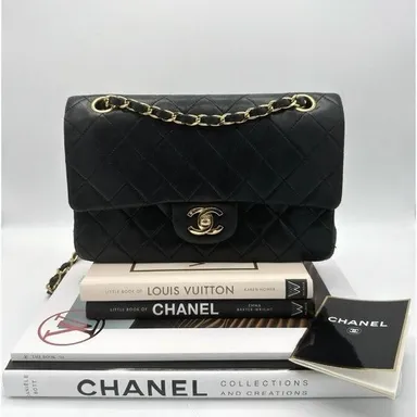 Authentic Vintage Chanel Lambskin Small Classic Double flap with 24k gold pltdhw