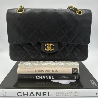 Authentic Vintage Chanel Lambskin medium Classic Double flap with 24k gold pltd