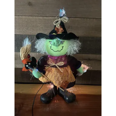 Fiber Optic Witch With Broom 16”