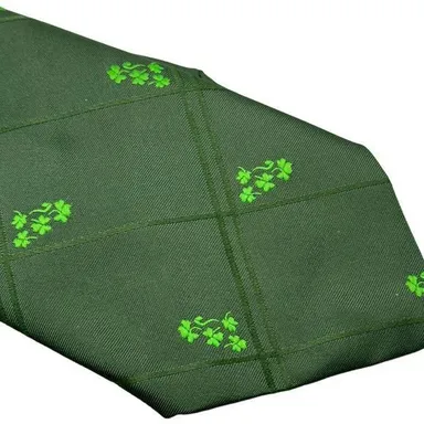 Ronell Ireland Irish Shamrock Neck Tie Green Embroidered Lucky Celtic Norte Dame